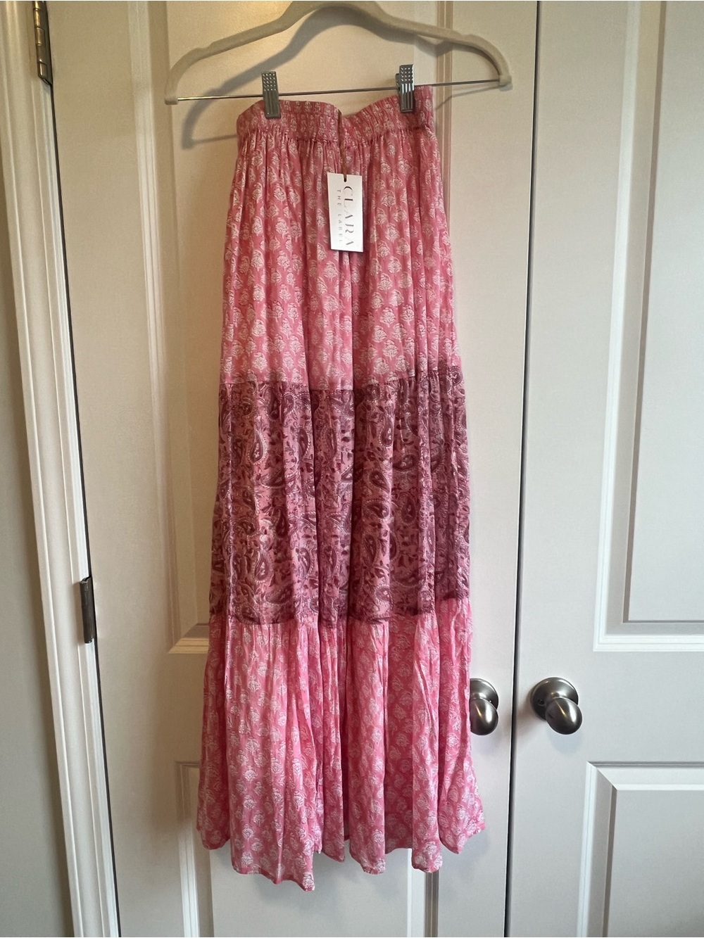 Pink Tiered Maxi Skirt
